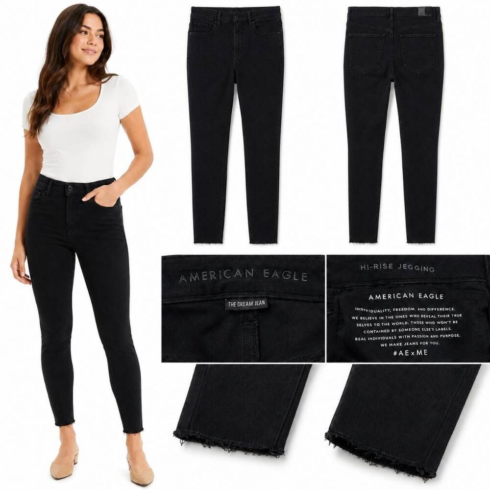 American Eagle Dream Jean Black Skinny Jeans 6 Long
